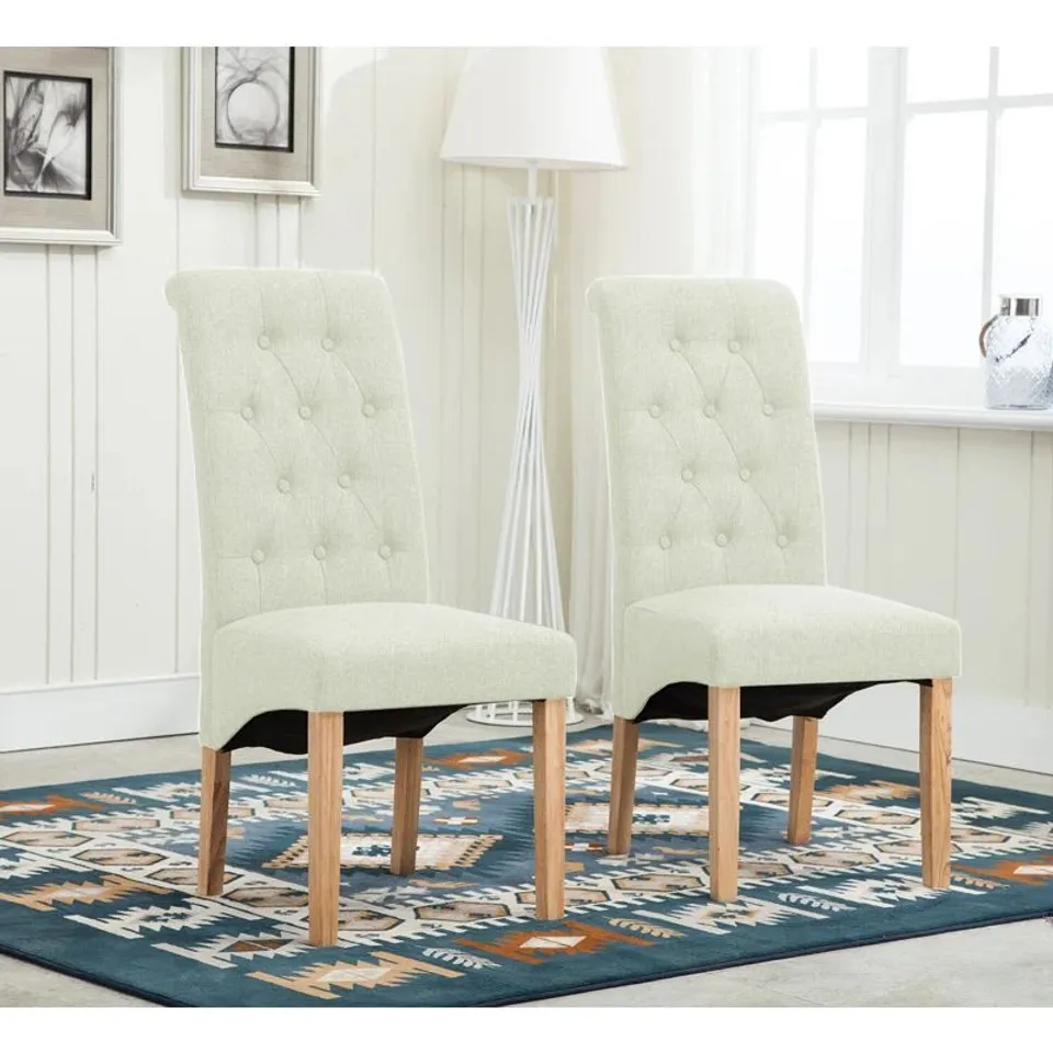 BOXED SET OF 2 ANYA BEIGE UPHOLSTERED DINING CHAIRS (1 BOX)