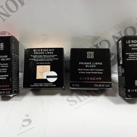 4 ASSORTED GIVENCHY ITEMS TO INCLUDE LIPSTICK, BLUSH, LOOSE POWDER ETC