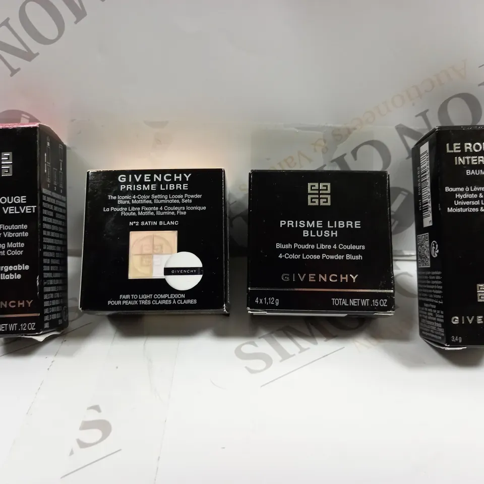 4 ASSORTED GIVENCHY ITEMS TO INCLUDE LIPSTICK, BLUSH, LOOSE POWDER ETC