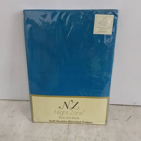 BAGGED STRIEGEL 200 THREAD COUNT COTTON BLEND PERCALE DUVET COVER IN TEAL // SIZE: SINGLE 