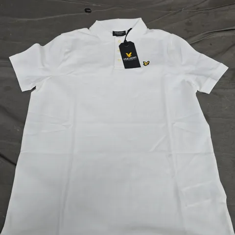 BAGGED LYLE & SCOTT PLAIN POLO SHIRT IN WHITE - 14/15