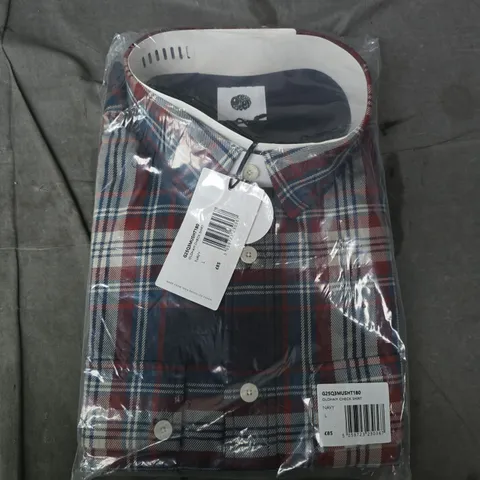 BAGGED PRETTY GREEN OLDHAM CHECK SHIRT IN NAVY MULTI - LARGE