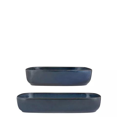 MASON CASH REACTIVE SET OF 2 RECTANGLE DISHES IN BLUE
