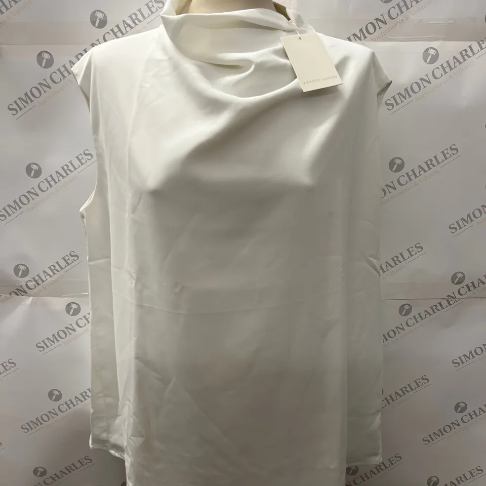 PRETTY LAVISH FARRAH FUNNEL NECK BLOUSE IN WHITE SIZE M