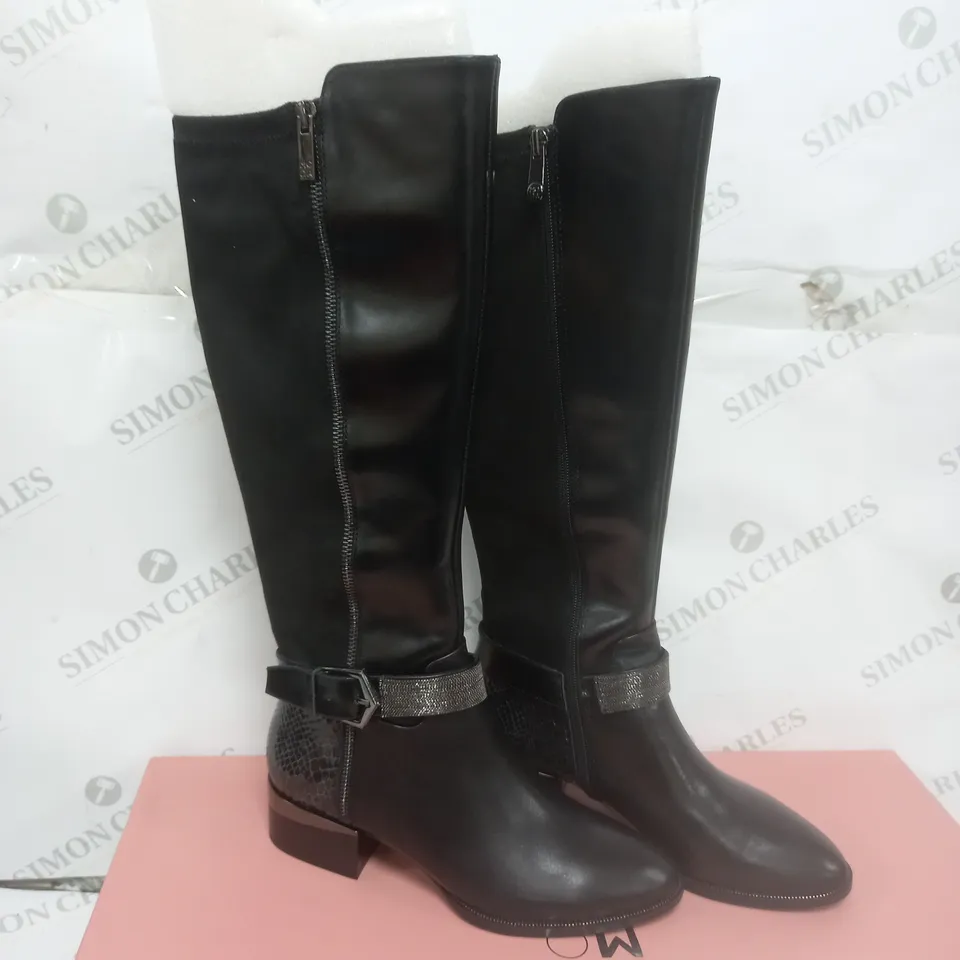 BOXED MODA IN PELLE TAMARRA BLACK LEATHER KNEE HIGH BOOTS SIZE 5