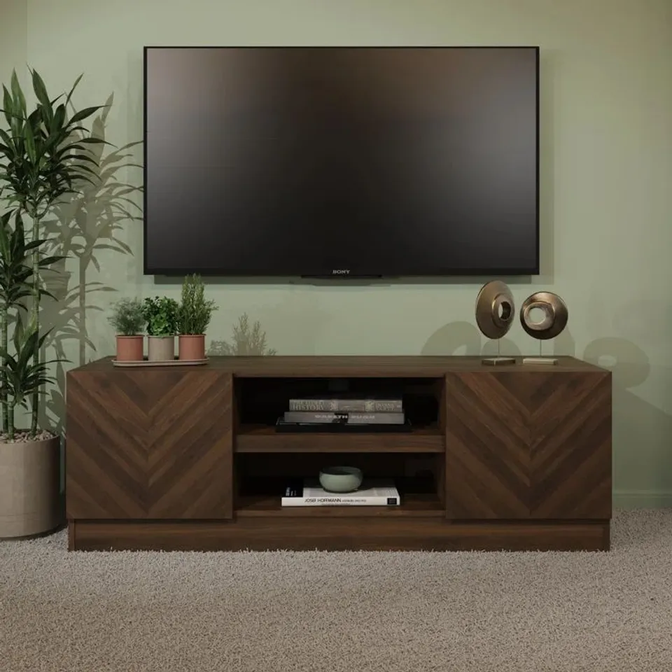 BOXED COLLINS TV STAND FOR TVS UP TO 55" - WALNUT (1 BOX)