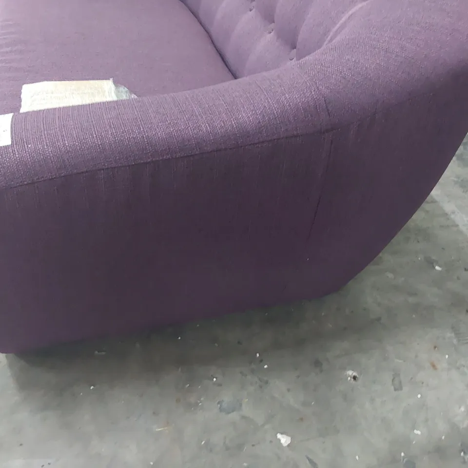 DESIGNER TWO SEATER BUTTONED BACK SOFA PURPLE FABRIC 