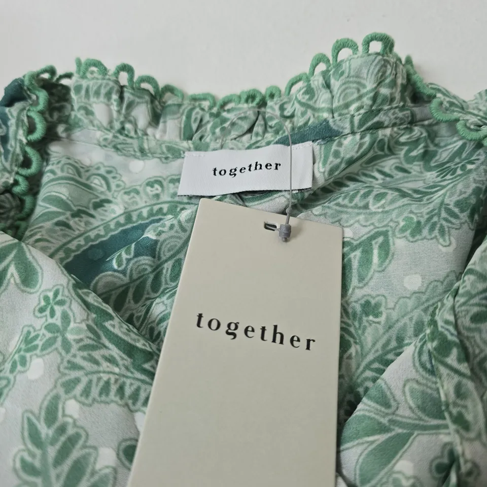 TOGETHER WOMEN’S PAISLEY PRINT BLOUSE WITH FRILL TRIM, UK 12