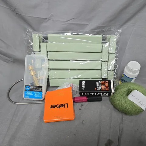 APPROXIMATELY 12 ASSORTED HOUSEHOLD ITEMS TO INCLUDE VALVE CORE REMOVER INSTALLER, DRAIN CLEANER, SOFT SILK MOHAIR, ETC