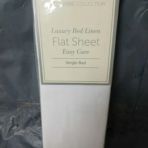 THE CLASSIC COLLECTION LUXURY BED LINEN FLAT SHEET IN WHITE - SINGLE