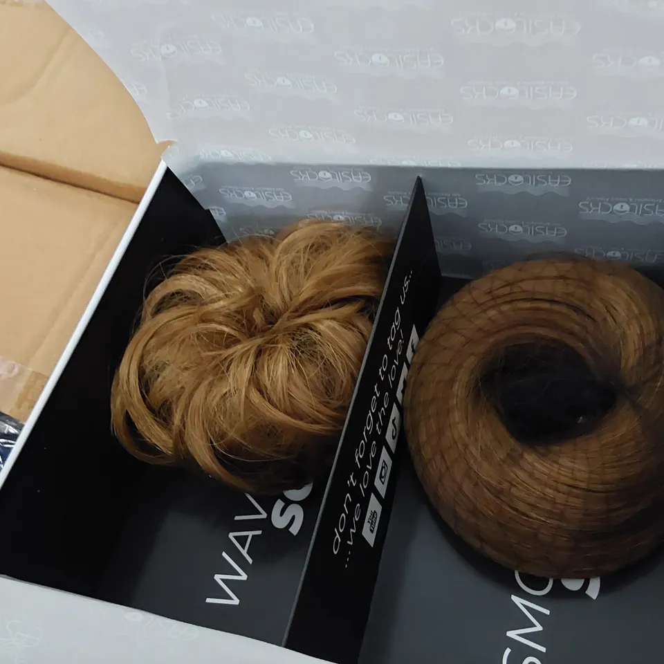 PALLET OF 140 BRAND NEW BOXED EASILOCKS SET OF 2 SCRUNCHIE HD HAIR EXTENSIONS