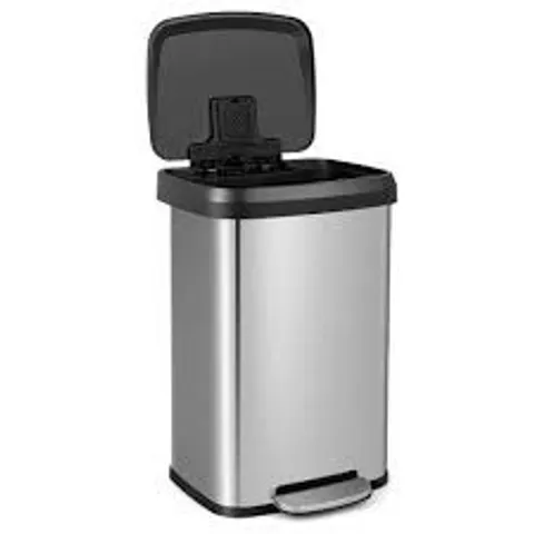 BOXED 13.2 GAL STEP TRASH CAN WITH SOFT CLOSE LID & DEODORIZER COMPARTMENT, SILVER