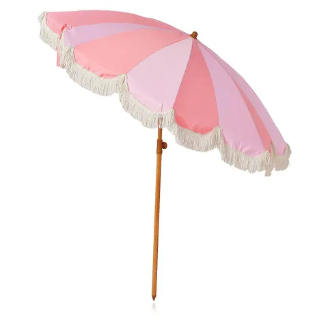 INNOVATORS SORBET COLLECTION 2 METRE TONAL STRIPE FRINGED PARASOL