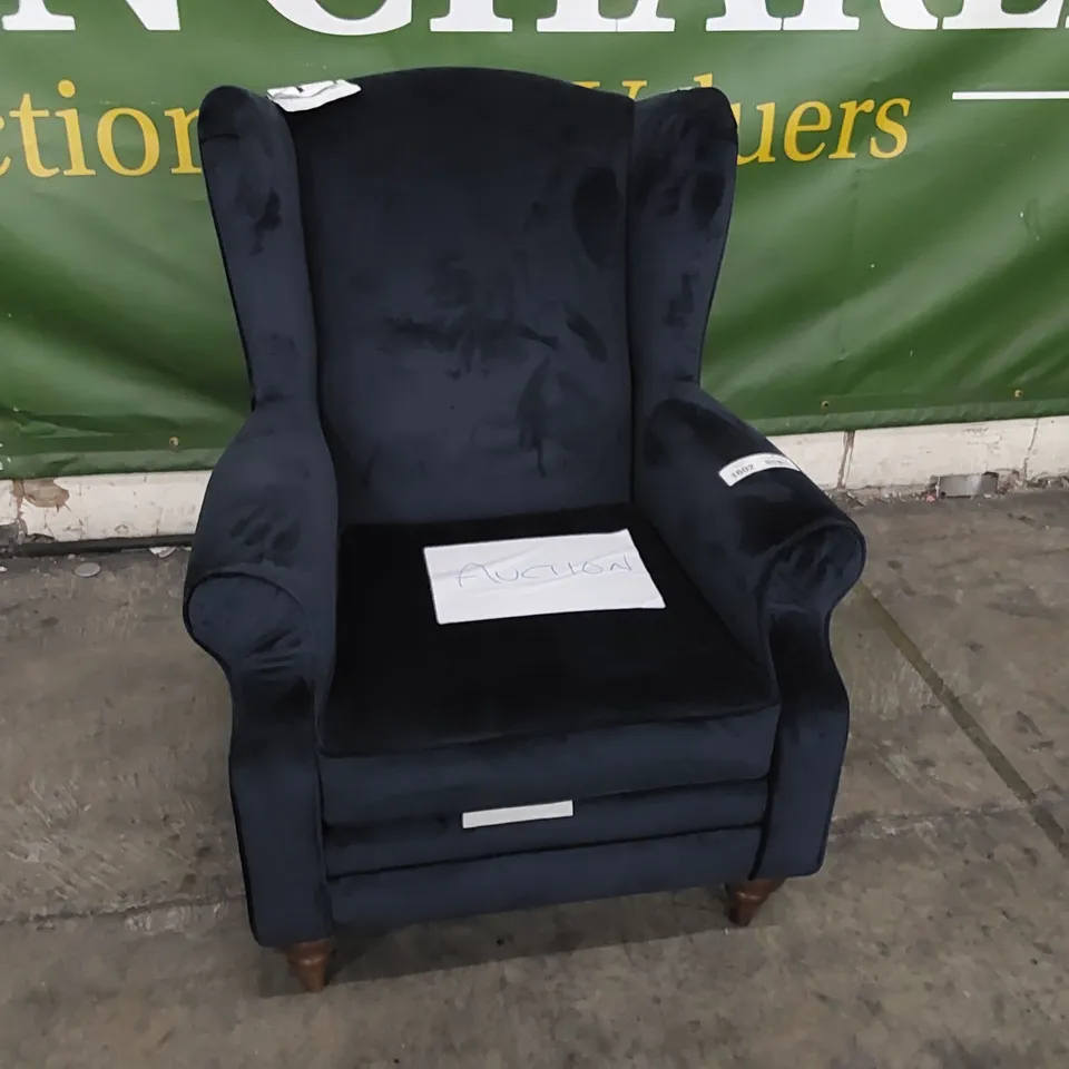 DESIGNER WINGBACK SINGLE ARMCHAIR IN NAVY BLUE 