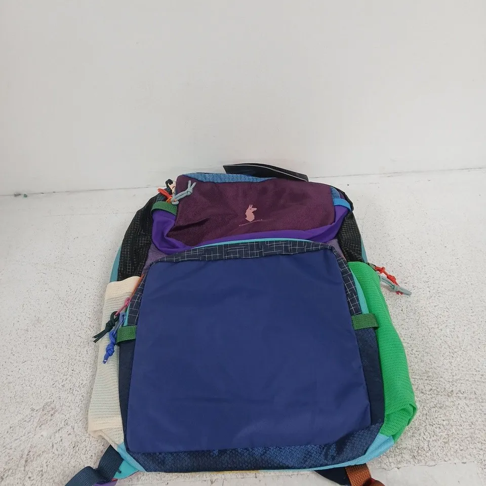 COTOPAXI COLOUR-BLOCK BACKPACK WITH TAG ATTACHED