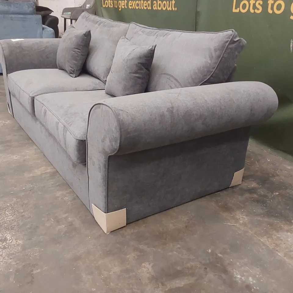 QUALITY DESIGNER BEATRICE 3 SEATER FABRIC SOFA - CHARCOAL 