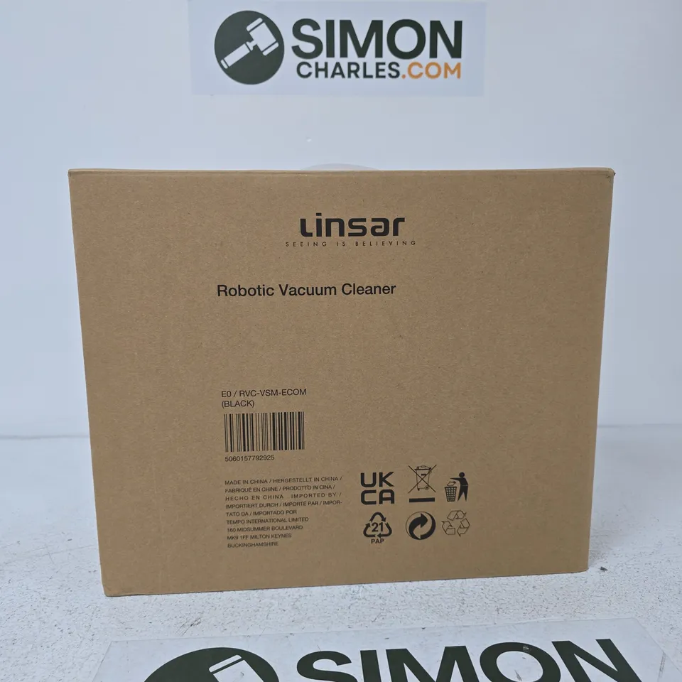 LINSAR ROBOTIC VACUUM CLEANER – BLACK (RVC-VSM-ECOM) – BOXED 