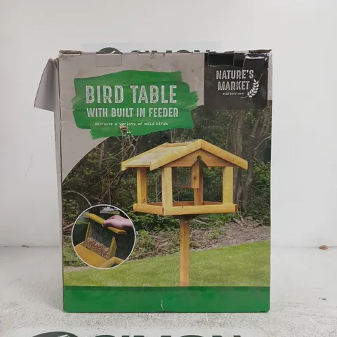 NATURE'S MARKET BIRD TABLE WITH BUILT-IN FEEDER – GARDEN BIRD FEEDER KIT