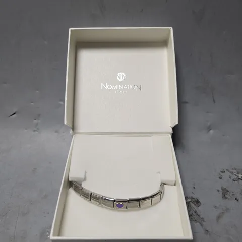 BOXED NOMINATION PURPLE HEART STRECH BRACELET 