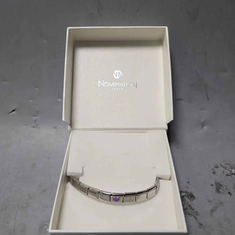 BOXED NOMINATION PURPLE HEART STRECH BRACELET 