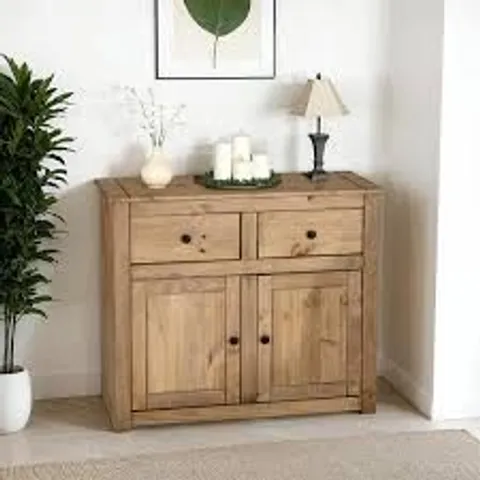 BOXED PANAMA 2 DOOR 2 DRAWER SIDEBOARD - NATURAL WAX (1 BOX)
