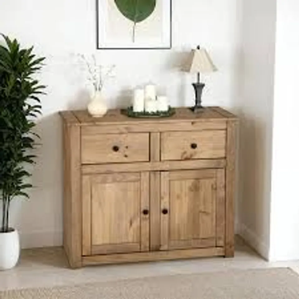 BOXED PANAMA 2 DOOR 2 DRAWER SIDEBOARD - NATURAL WAX (1 BOX)