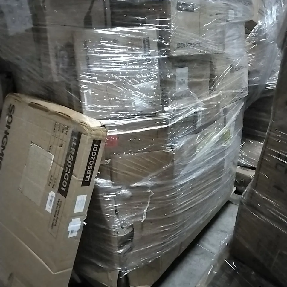 PALLET OF HOUSEHOLD ITEMS TO INCLUDE STORAGE OTTOMANS, CLOTHES RACK, END TABLE, SHOE RACKS AND OTHER ASSORTED ITEMS...