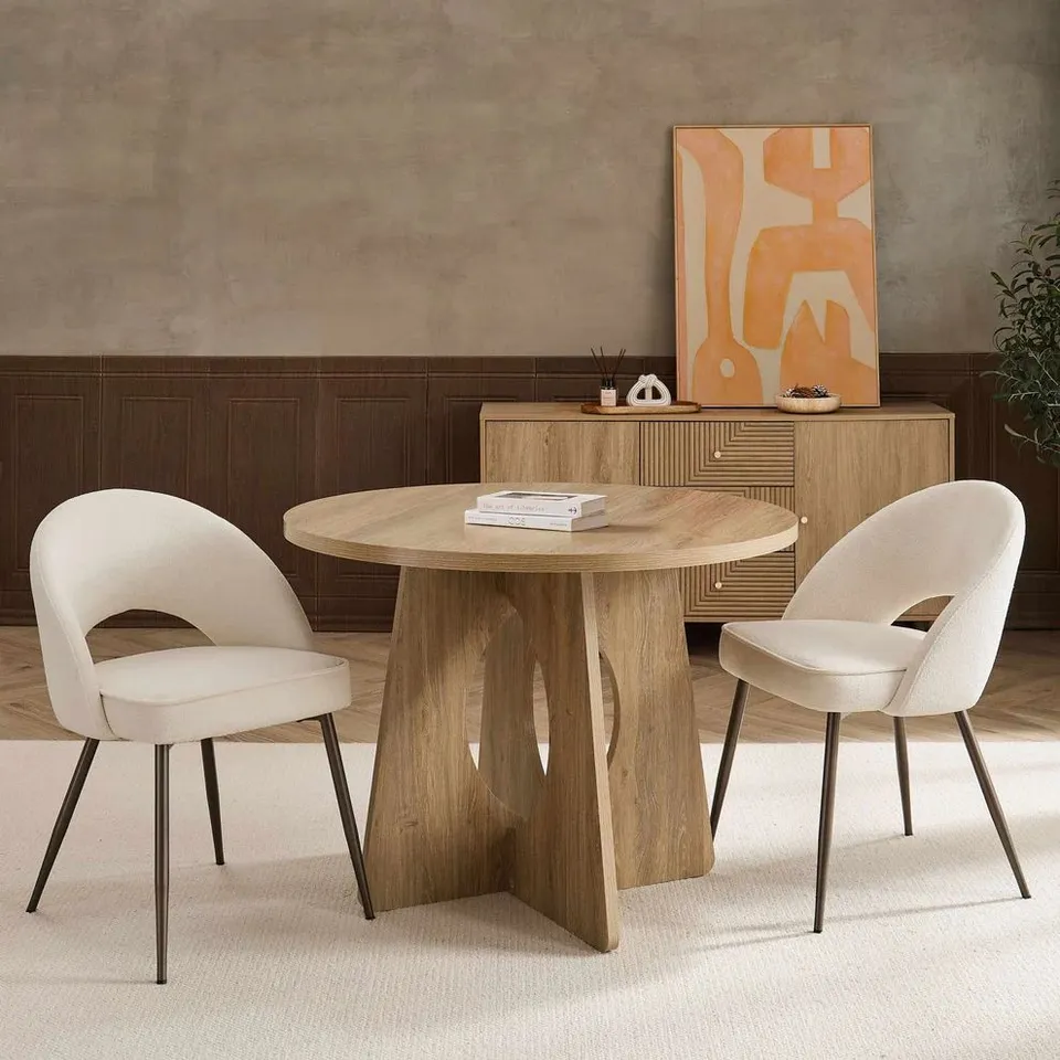 BOXED DUSK LOLA SET OF 2 DINING CHAIRS - TEDDY CREAM (1 BOX)
