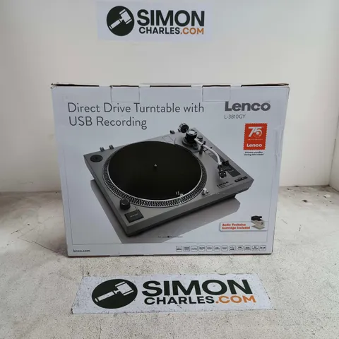 BOXED LENCO DIRECT DRIVE TURNABLE WITH USB RECORDING - L-3810GY