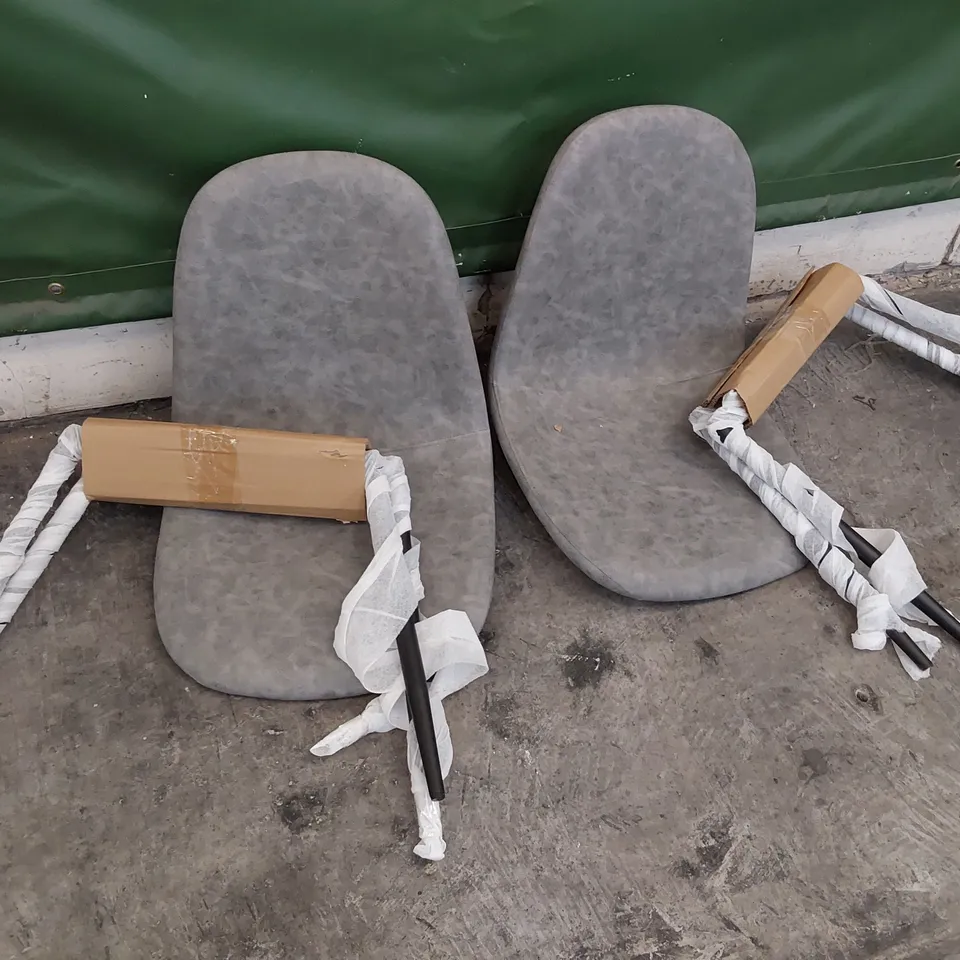 PAIR OF BOXED DESIGNER ATHENS DINING CHAIRS GREY PU