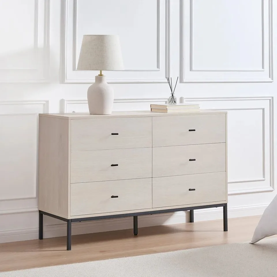 BOXED DUSK WILLOW 6 DRAWER CHEST - LIGHT WOOD (1 BOX)