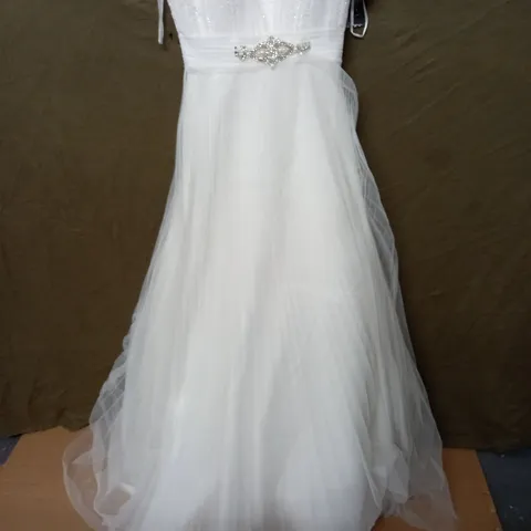 VICTORIA JANE NET OVERLAY EMBELLISHED WEDDING DRESS - UK 10