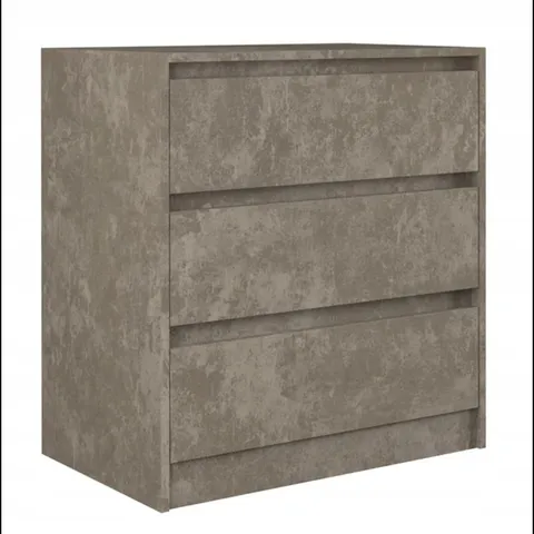 BOXED ZENO 3 DRAWER 70CM CHEST OF DRAWERS STONE GREY (1 BOX)