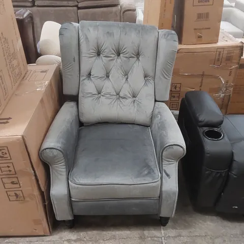 QUALITY DESIGNER VELVET UPHOLSTERED PUSH-BACK ARMCHAIR 