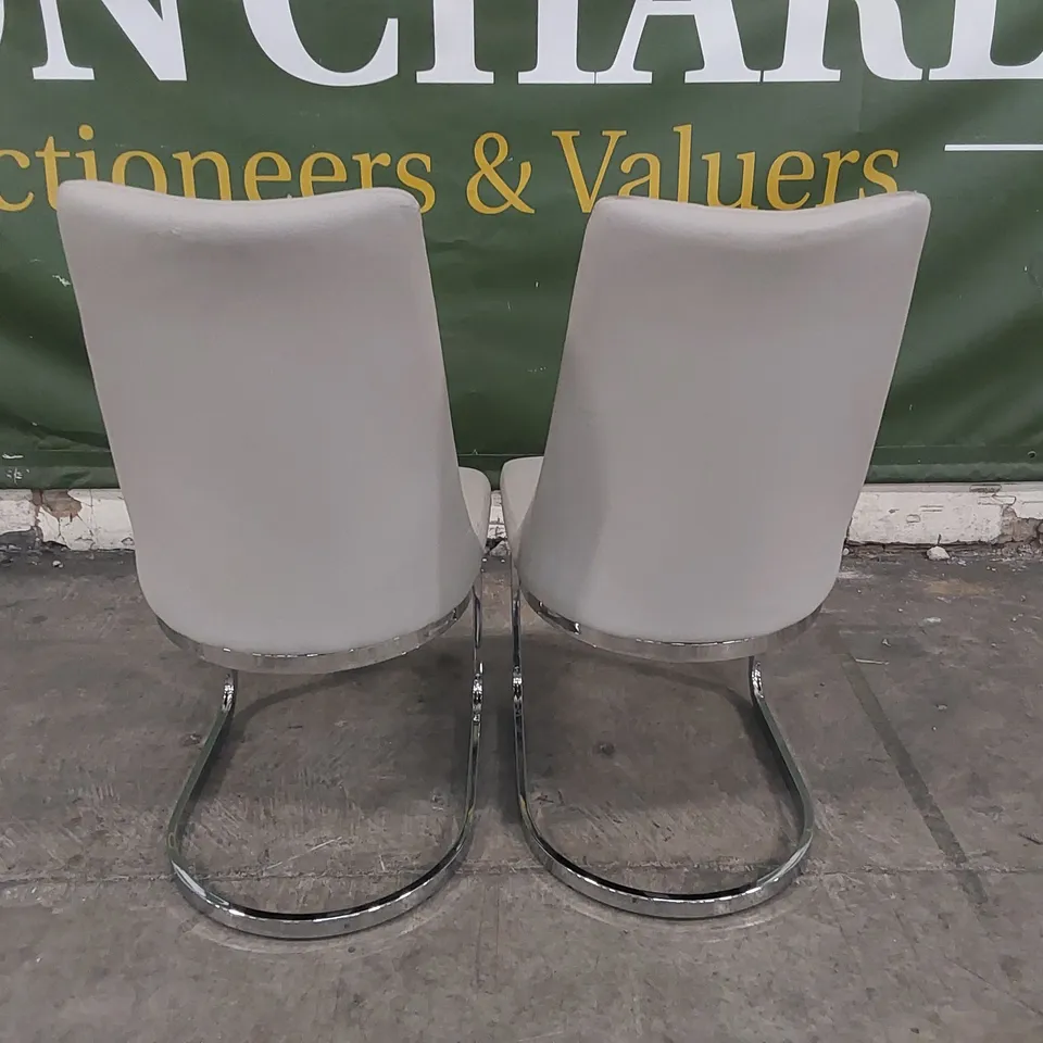 PAIR OF DESIGNER GREY DINING CHAIRS 