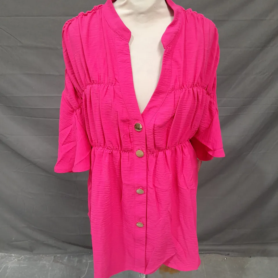 AX PARIS TIERED BUTTON UP TOP IN HOT PINK SIZE 14