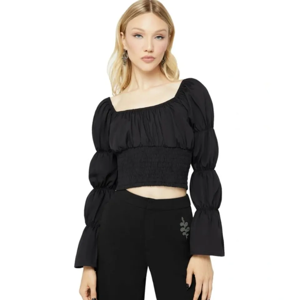FIVE BRAND NEW KILLSTAR - BASILIKA - BLACK WOMEN'S LONG SLEEVE TOP