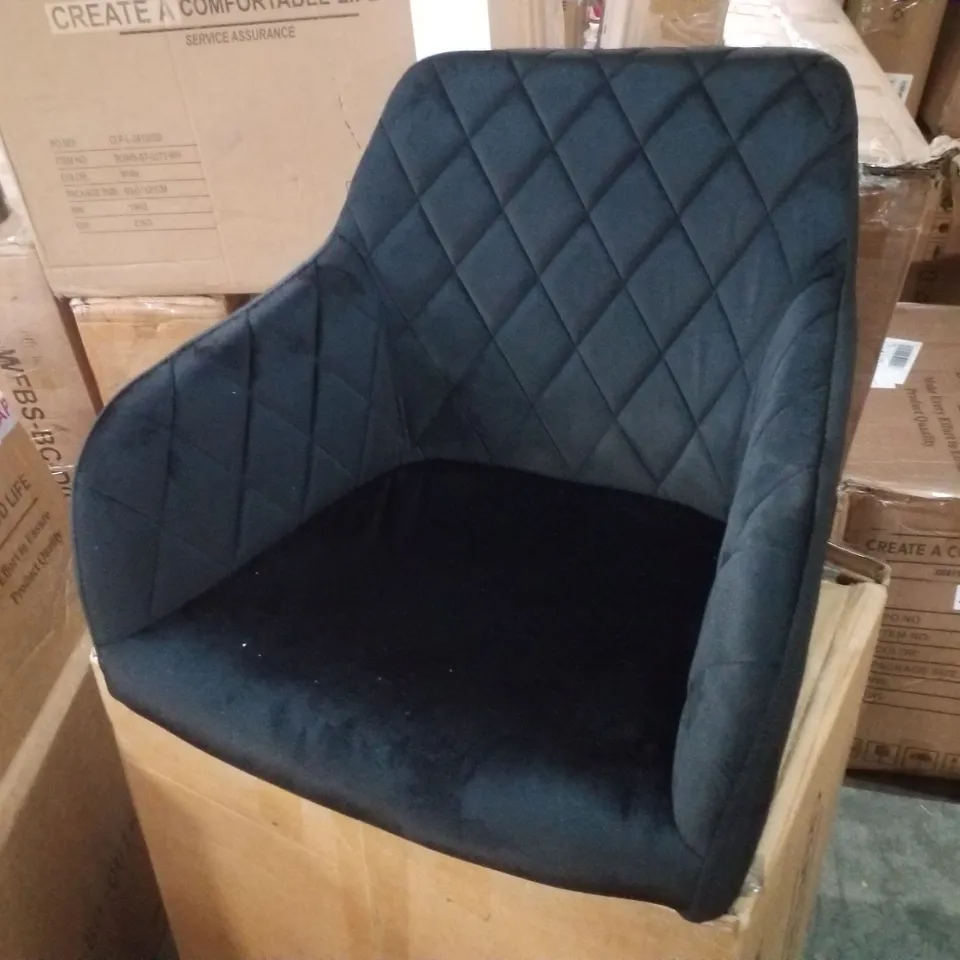 BOXED MOREE SET OF TWO BLACK VELVET DINING CHAIRS