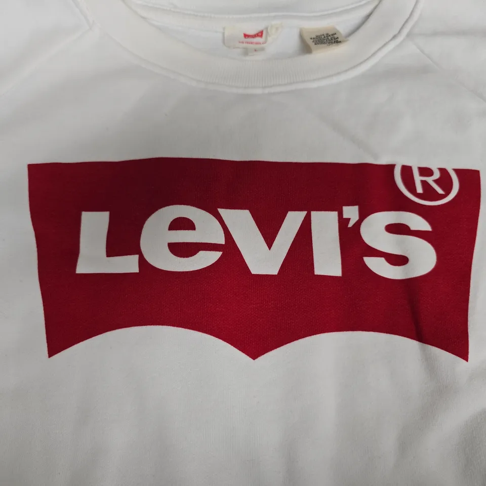 LEVI'S WHITE SWEATSHIRT WITH RED LOGO – SIZE L