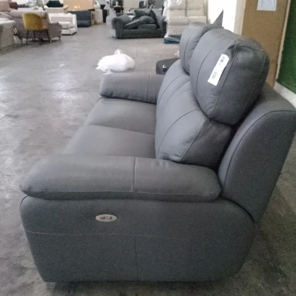 QUALITY ITALIAN DESIGNER PATRIZIO 2 SEATER ELETRIC RECLINER SOFA - GREY ANTHRACITE LEATHER