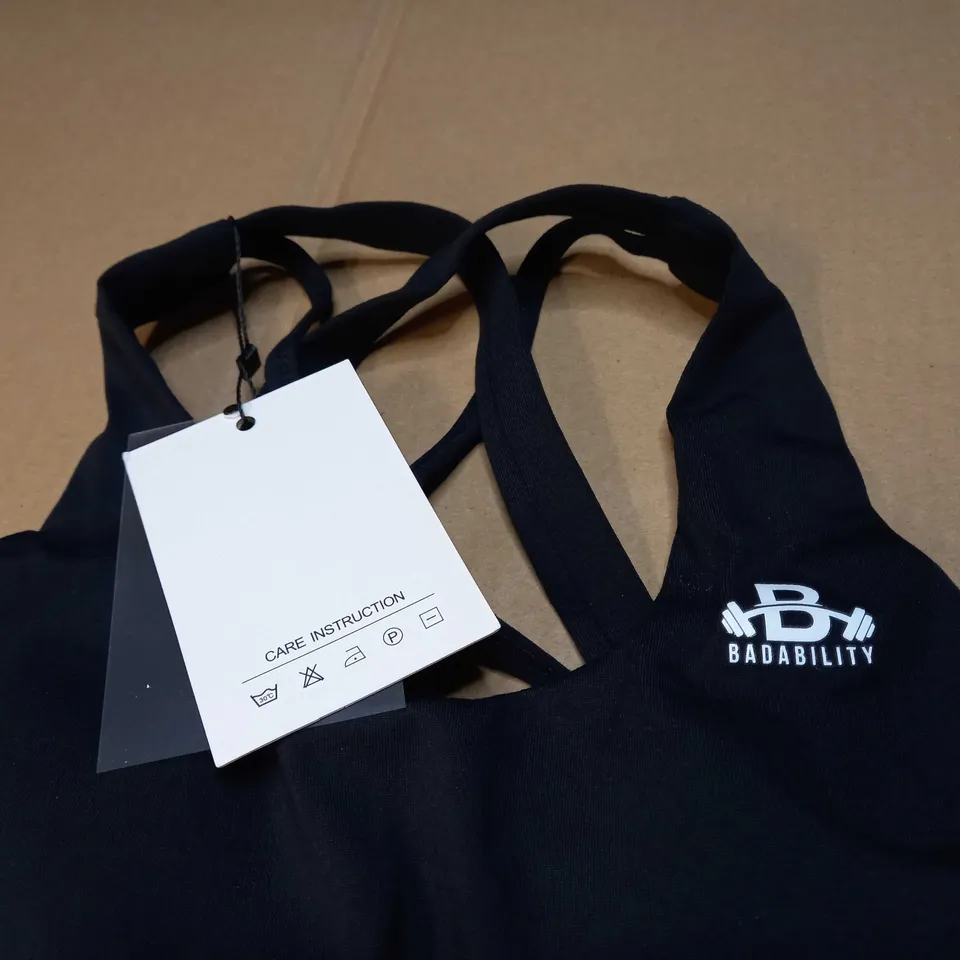 BADABILITY BLACK/LOGO SPORTS BRA