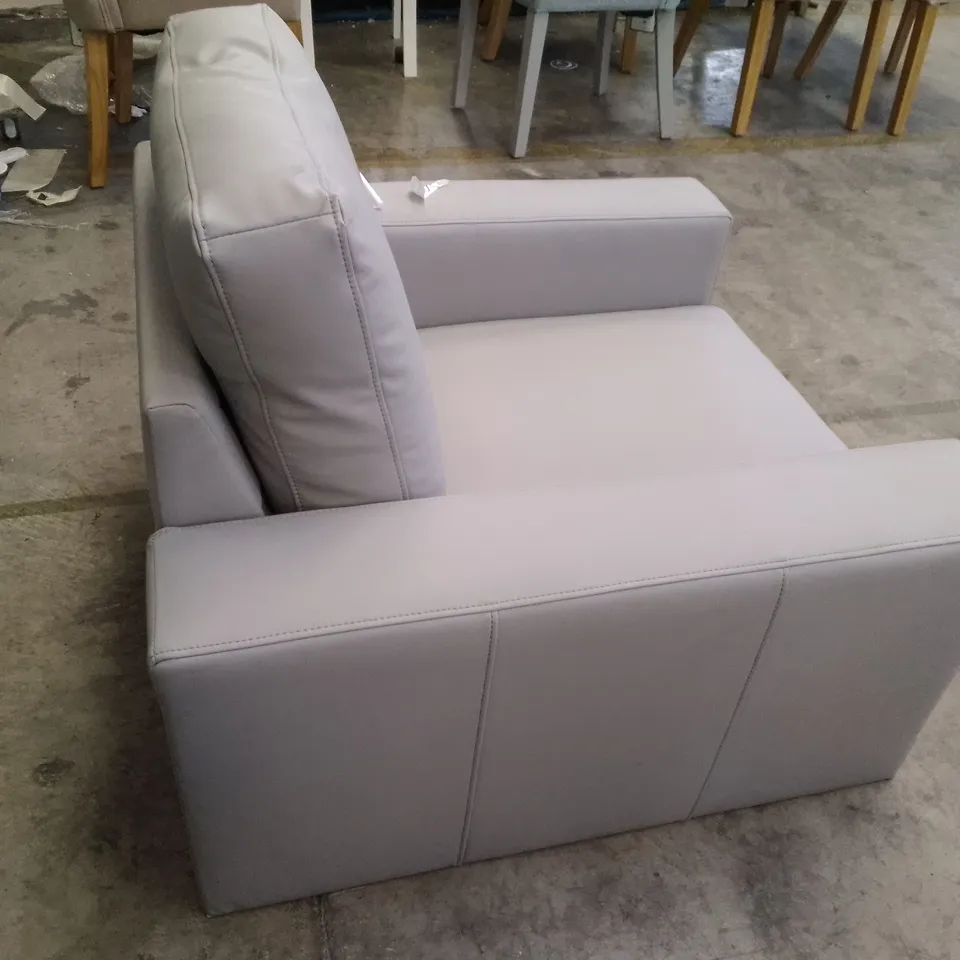 QUALITY DESIGNER BALTIMORE DOVE GREY PLUSH FABRIC ARMCHAIR