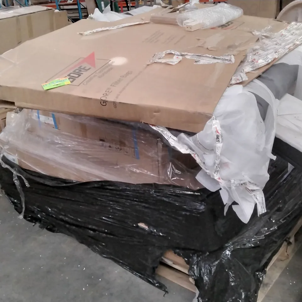 PALLET OF ASSORTED FURNITURE PARTS INCLUDING VELVET SIDEBOARDS, DAYBED PARTS, OTTOMAN BED PARTS