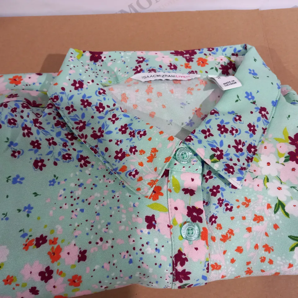 ISAAC MIZRAHI LIVE FLORAL BLOUSE MINT SIZE 18