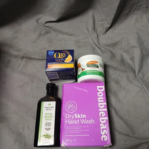 APPROXIMATELY 30 ITEMS INCLUDING ASSORTED HEALTH & BEAUTY PERSONAL CARE LOT – HAND WASH, HAIR OIL & MOISTURISERS WITH BRANDS SUCH AS NATURE SPELL NIVEA PALMERS AND DOUBLE BASE.
