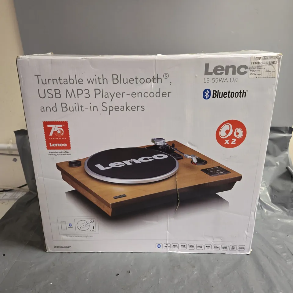 LENCO LS-55WA TURNTABLE WITH BLUETOOTH, USB MP3 PLAYER-ENCODER AND BUILT IN SPEAKERS