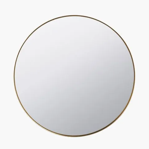 BOXED BRUSHED GOLD METAL SLIM FRAME ROUND WALL MIRROR LARGE (1 BOX)