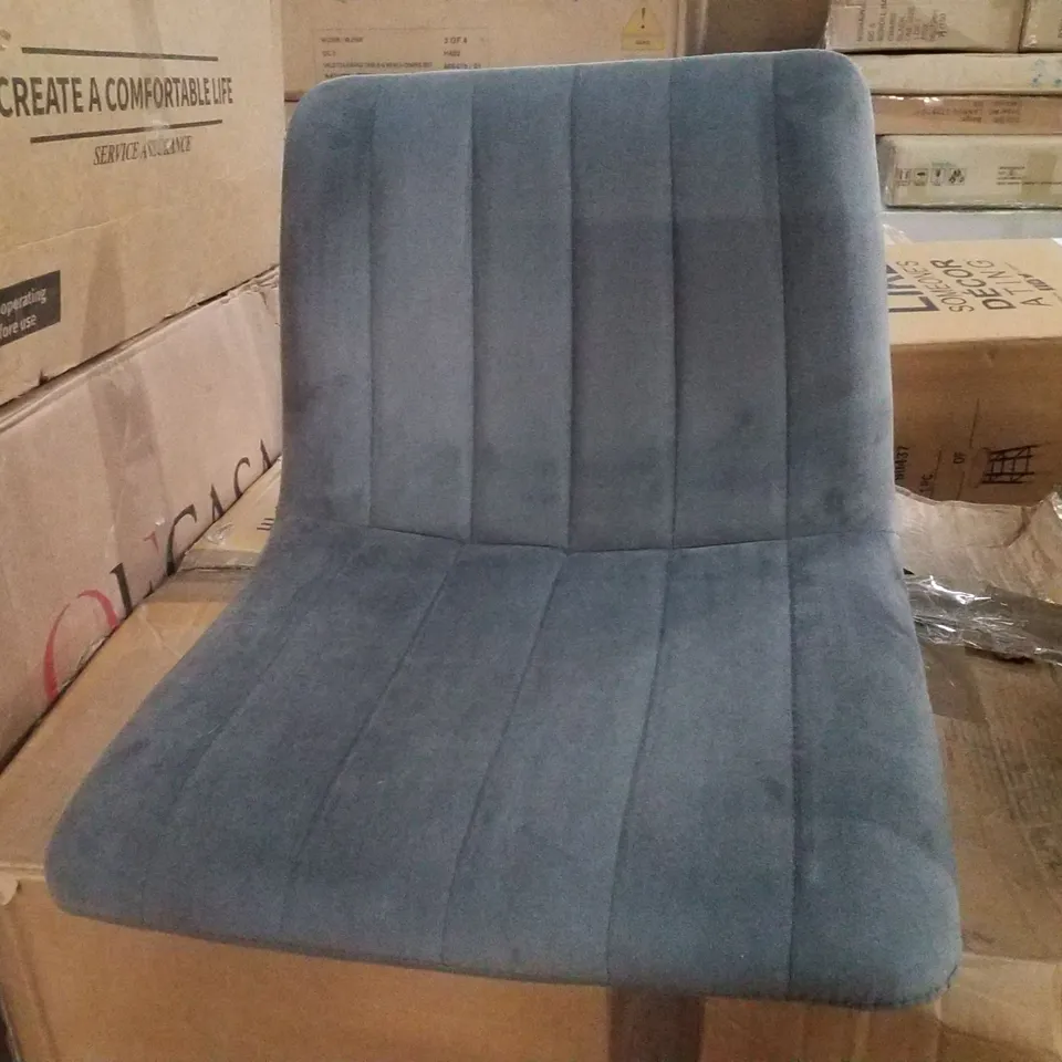 BOXED SET OF 2 DESIGNER GREY VELVET BAR STOOLS 