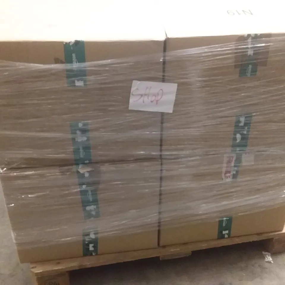 PALLET OF ASSORTED ITEMS TO INCLUDE: BEDDING SET, LIPSILL, WALLPAPER,SOAP DISHES, FITTED SHEET ETC