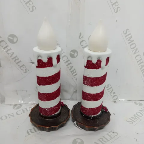 SET OF 2 CHRISTMAS DECORATIVE CANDLED